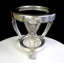 Vintage Silver Plated Gothic Lion Head 2 Tier 3 Footed 6 1/2" Jardinier Holder