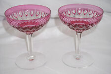 Val St Lambert Zermatt Rose Red (2) Sherbet or Champagne Glasses, 4 7/8"  (G45)