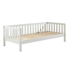 YAX - Lit Banquette 90x200cm en Pin Laqué Blanc