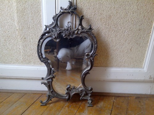 Miroir bronze argenté art - miroir,