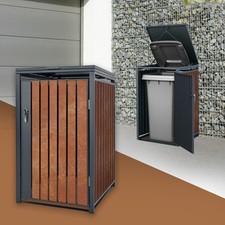 Abri pour poubelle 240 L 1T conteneur à déchets acier corten 68 x 80 x 116,3 cm
