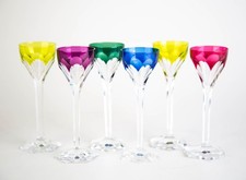 Val St Lambert Legagneux TCPL Cordial Glasses Set of 6 Multicolor Cut to Clear