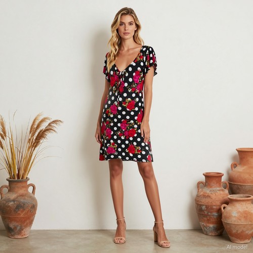 Retro rockabilly robe midi - retro,