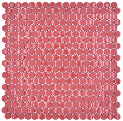 Pâte verre rouge hexagone - rouge,