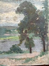 Tableau Huile Carton Vers 1900