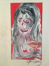 Très Belle peinture Huile Art Brut sur Carton 1960 Signature a identifier