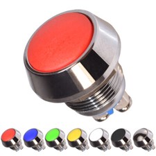Interrupteur à Bouton Poussoir Momentané 12V 250V 5A Métal Rond 12mm 