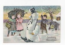 Christmas postcard. Snowman