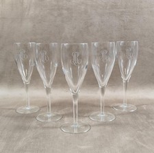 Lot 5 Champagne Crystal Flutes Louis Roederer Reims Made in France Vintage 1980