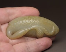 Oriental Hetian Hotan Jade Hand Carved Natural Lustre Goose Figurine Duck