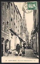 Old postcard Saint-Malo, Rue de la Vieille Boucherie 1925 