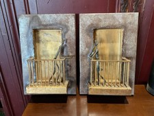 Pair Z Gallerie Stick Man & Woman in Skirt Balcony Brutalist Wall Art Plaque