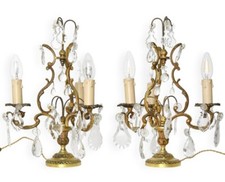 Paire de girandoles en bronze doré à trois bras de lumière