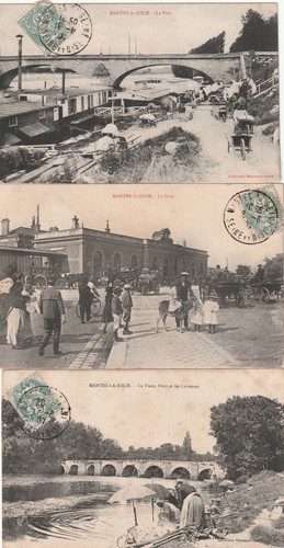 Lot 3cpa mantes - mantes, jolie