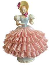 Sitzendorf Lace Porcelain Doll Figurine Germany w/ Box Vintage Collectible