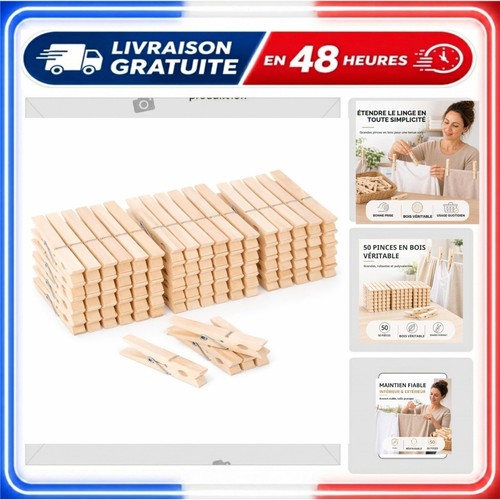 Pinces linge en bois - 50,