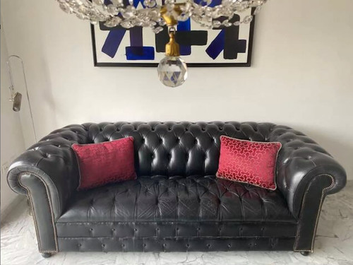 Canapé chesterfield cuir - canapé, noir