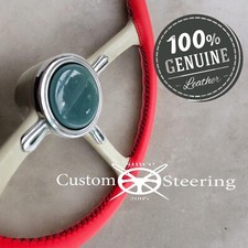 Pour Nissan Figaro 1989-1991 Luxe Hot Rouge Véritable Housse Volant Cuir