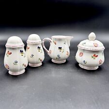 Villeroy & Boch PETITE FLEUR Creamer Sugar Dish Salt Pepper 4 Pc Set Luxembourg