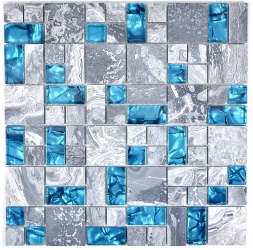 Mosaïque bleu gris carreau - bleu,