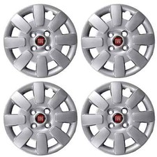 LOT DE 4 ENJOLIVEURS FIAT PANDA modèle 169 du 2004 POUR JANTES 13" LOGO ROUGE