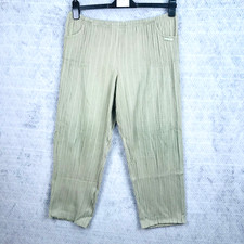 Christmas's Capri Pantalon Femme 4 Kaki Texturé Coupe Ample Stretch Élastique