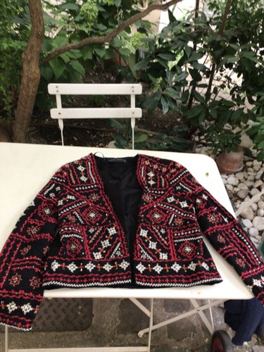 Veste rouge brodée zara - brodée,