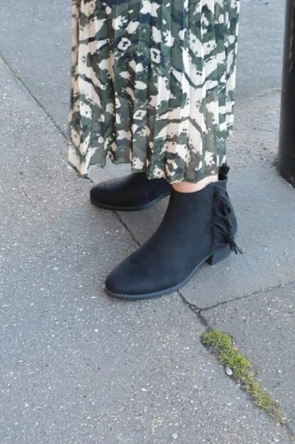 Bottines noires franges - noires, à