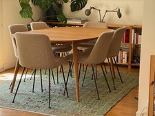 Table Scandinave Playdinner chêne, 2 rallonges + 6 Chaises Rely HW8 État neuf