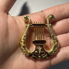 Broche, Lyre Doré Et Bronze