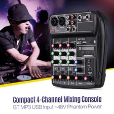AI-4 Compact Mixing Console Digital Audio Mixer 4-Channel BT MP3 USB Input +48V