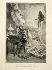 Lecture Grimoire GRAVURE Eau Forte FELICIEN ROPS Eugene Fornet CURIOSA XIX°