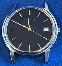 Vintage Montre Uhr Watch CERTINA  260 1059/1159 41 Quartz Date Noir Swiss Made