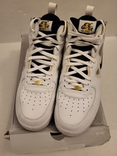 Nike Air Force 1 Mid React Shoes, Sz 12  White/Black-yellow Ochre DQ7668-100