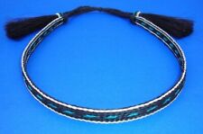 Western Decor Cowboy HAT BAND 5 Strand Black/Blue/White Horsehair Double Tassel