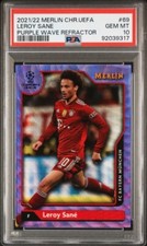 21-22 Topps Merlin Chrome UEFA Leroy Sane Purple Wave /15 PSA 10 GEM MT POP 1