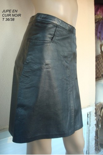 Jupe cuir agneau plonge - cuir, d