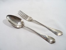 OLD CUTLERY SPOON FORK SOLID SILVER ROTTERDAM NETHERLANDS XVIII EME