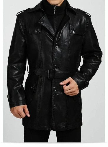 Trench coat homme - noir, cuir