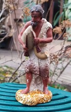 ANCIEN GRAND SANTON CRÈCHE NOËL BERGER JOUEUR BINIOU DEVINEAU EN PLÂTRE 16,5 CM