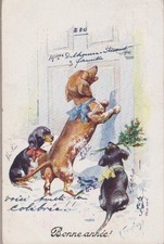 Vintage K.Feiertag Dackel Dachshund Teckel. Old Dog 2843-4 PC. 1922