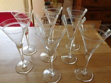 8 Engraved Crystal Cocktail Glasses or Champagne Cups 