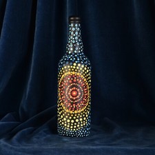Painted glass bottle by LOLO Street Art 20th century