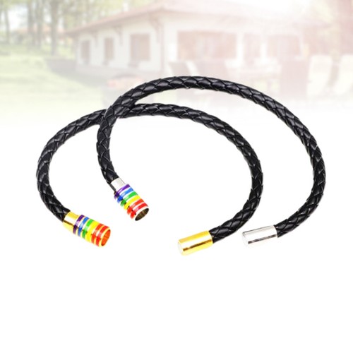 2pcs bracelet cuir tricoté - bracelet, en