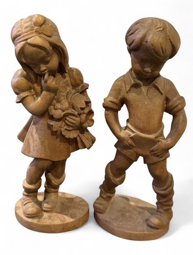 Vintage hand carved wood boy - carved,