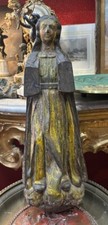 Virgin Mary Wood Carved 18th Century Resting on Angels Religious Statue