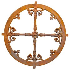 Fenêtre rondes de grange fer forgé / rouille style antique 57cm (a4)