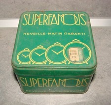 Antique Superfamous Alarm Clock Sheet Metal Box - Clock - Pendulum - Movement