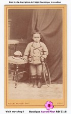 ANTIQUE TOYS, CHILDREN & WOODEN PUSH WHEEL, CDV PROUZET in LILLE -Z18