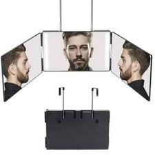 Miroir 3 Faces Miroir 360° Led Rasage Maquillage Angle Mort Pliable Crochet Noir